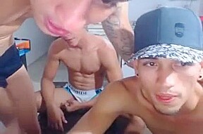 2 Colombian Boys Suck Their Friend's Big Cock On Cam