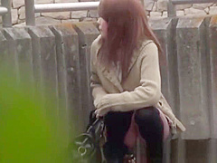 Asian toys her hairy pussy and gets spied on outdoors in hd