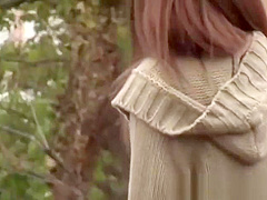 Asian toys her hairy pussy and gets spied on outdoors in hd