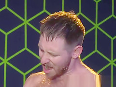 Bearded hunk gives head