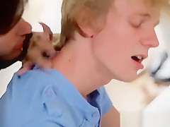 Blonde and brunette twinks enjoying a fuck session at home