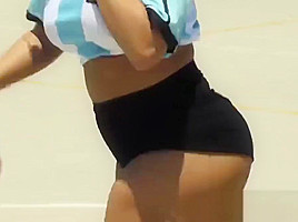 Couple of hot chicks share a dick after a game of football