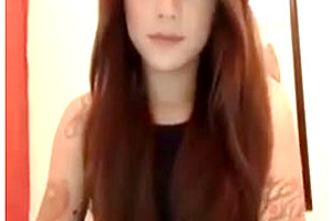 Cute long haired babe strokes cums 2