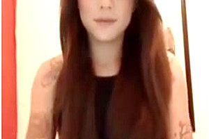 Cute long haired babe strokes cums 2