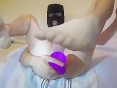 FUCKING MY ASS WITH A HUGE PURPLE DILDO & SHOWING MY TOES