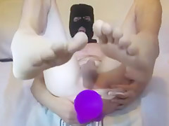 FUCKING MY ASS WITH A HUGE PURPLE DILDO & SHOWING MY TOES