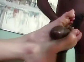 Foot Fucked Hoe Licks Cum Off Toes
