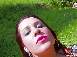 French amateur teen 18+ fuck outdoor with anal try in small ass