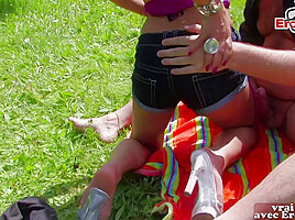 French amateur teen 18+ fuck outdoor with anal try in small ass