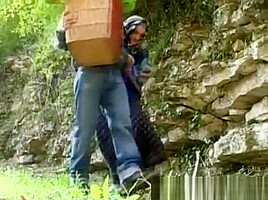 Granny Gives Everything To Blowjob In Forest