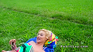 Hot blonde likes money and public sex