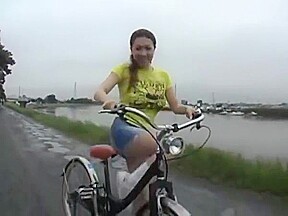 Japanese Yumi Kazama bike upskirt