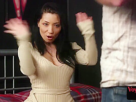 Kinky british rubbing clit while watching guy jerk