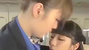 Lesbian Stewardess japanese licking