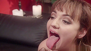 Lesbian slave gets finger in ass