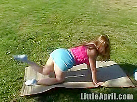 Little April Enjoys Her Solo Session After Yoga Workout