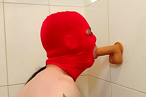 Mtf Masked Trans Woman Deep Throats Dildos While Playing With Her Cock And Ass Big Cumshot