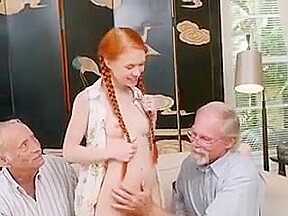Redhead teen 18+ Dolly Little Gets Fondled By Rich Old Men