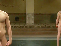 Ripped stud wrestling naked with his bf
