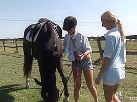 Sensual blondes are eating each others pussy outdoors before a hot fingerfucking session for both
