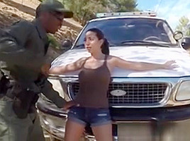 Sexy Latina teen 18+ Bribes A Border Officer With Her Pussy