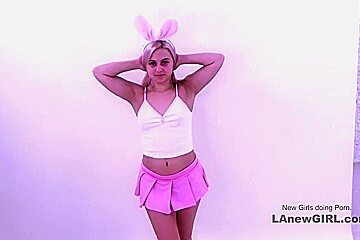 Super Cute Bunny Girl Licks Ass And Cums At Audition