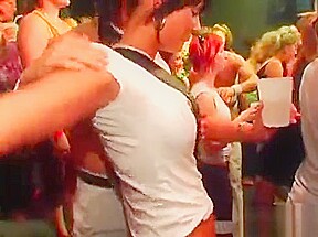 Two blond cute waiters trickling puss and fucking one bitch wildly
