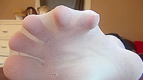 White nylon feet tease