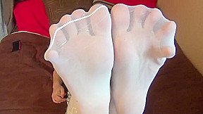White nylon feet tease