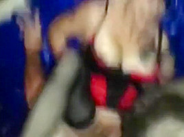 Woman in blindfold sucks after anal