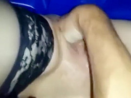 Woman in blindfold sucks after anal