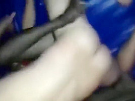 Woman in blindfold sucks after anal