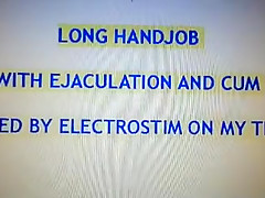 lengthy cook jerking with cum aided by electrostim on nipps