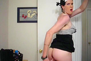 teen 18+ crossdresser toying and fisting